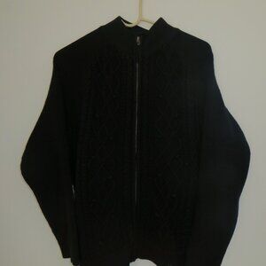 Women's Croft and Barrow Black Cable Knit Cardigan Sweater